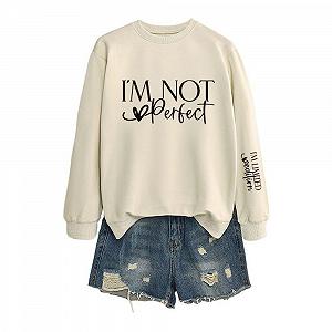 Женский свитшот MLZHAN I'm Not Perfect с круглым вырезом, длинными рукавами I 'm Limited Casual Streetwear Top synthetic.ua - Фото 1
