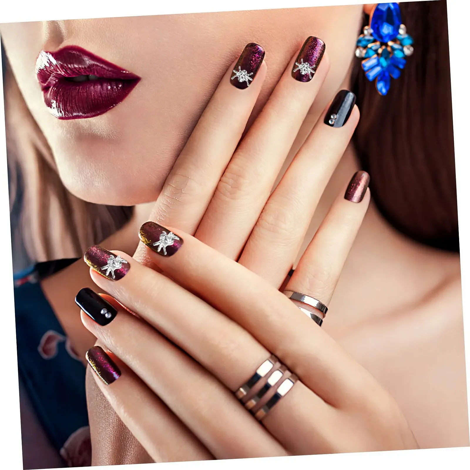 Украшение для маникюра Паук, 30 шт, серебряные бусины, фото №5