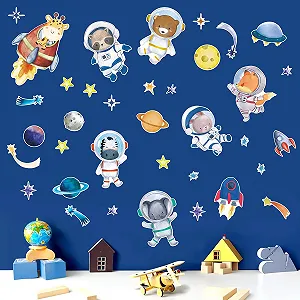 Наклейка на стіну HPNIUB Animals Astronaut 134 x 40 см Light Colour synthetic.ua - Фото 1
