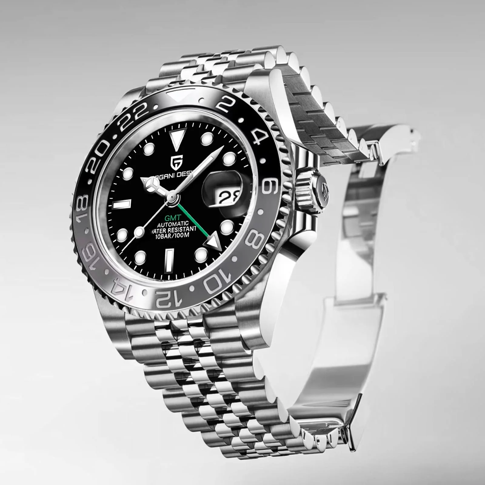 Часы Pagani Design Мужские Автоматические Механические GMT Dual Time Zone Наручные Часы Нержавеющая Сталь Двухцветный Керамический Безель 100 м Водонепроницаемые PD-1662, фото №7 Часы Pagani Design Мужские Автоматические Механические GMT Dual Time Zone Наручные Часы Нержавеющая Сталь Двухцветный Керамический Безель 100 м Водонепроницаемые PD-1662, фото №7