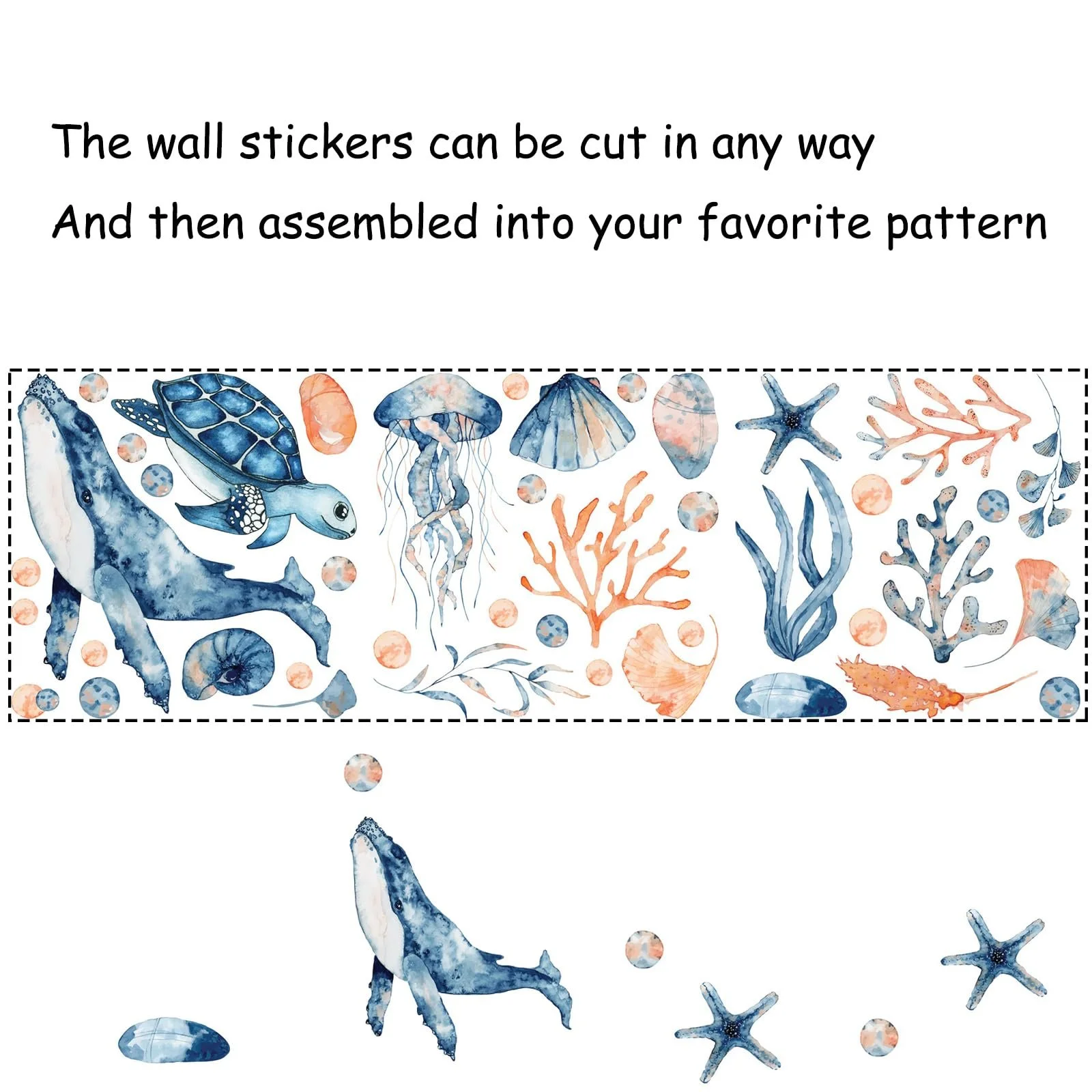 Наклейка на стіну Sea Animals Under the Sea Watercolour Ocean Animal, фото №3