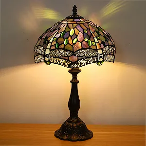 Настільна лампа FUMAT Вітражне скло Блакитна бабка Ретро Декоративна 30 x 30 x 50 см synthetic.ua - Фото 1