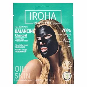 Тканинна маска Iroha Nature Reequilibrante and Moisturising з деревним вугіллям і гіалуроновою кислотою - Фото 1