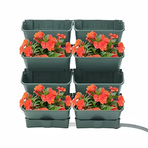 Купить Настенная система для растений на 8 горшков с 2 дренажными поддонами и трубкой 2 м Черный - Фото 1 Настенная система для растений на 8 горшков с 2 дренажными поддонами и трубкой 2 м Черный - Фото 1