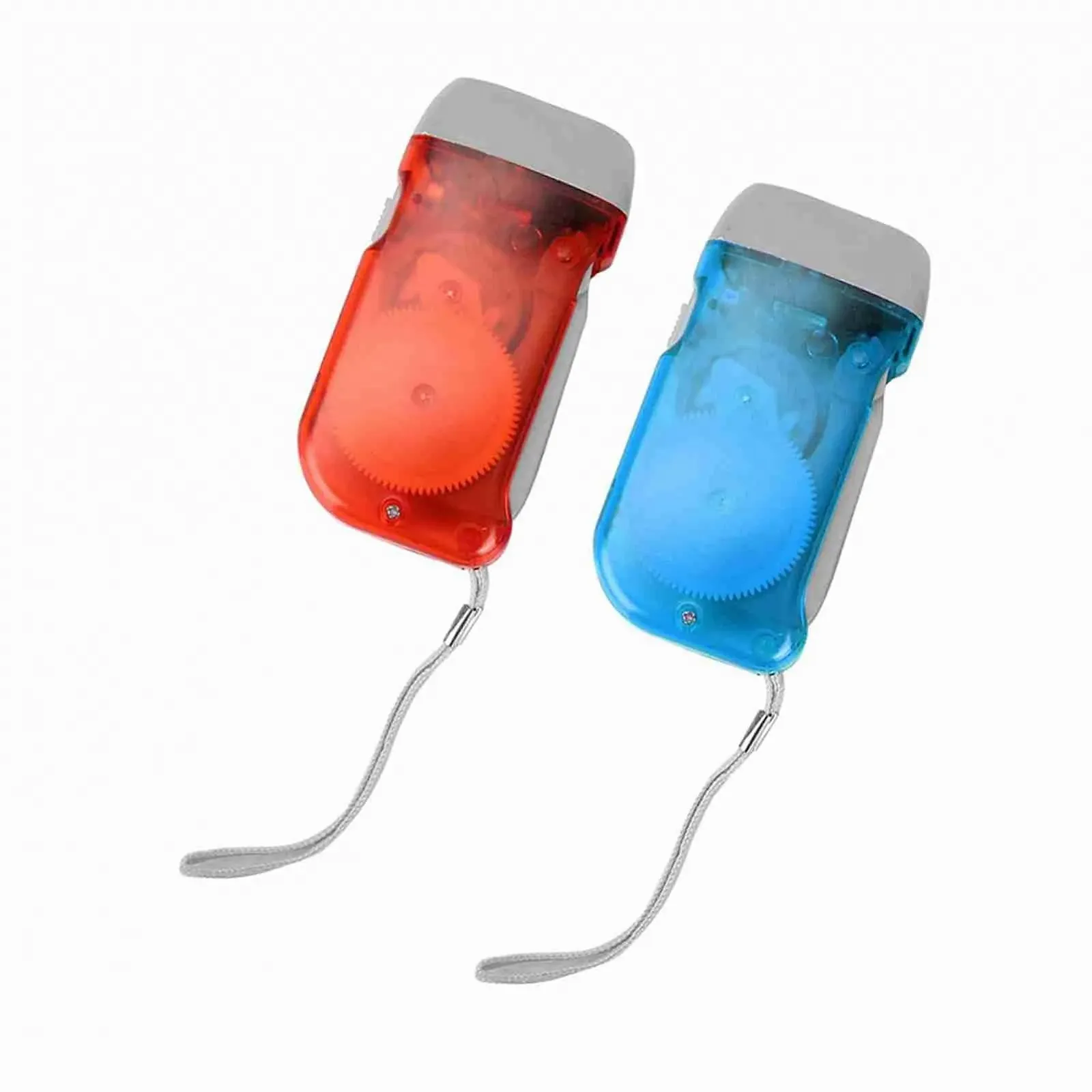 Ручной светодиодный фонарик с питанием от динамо-машины Мини, красный с синим, фото №7