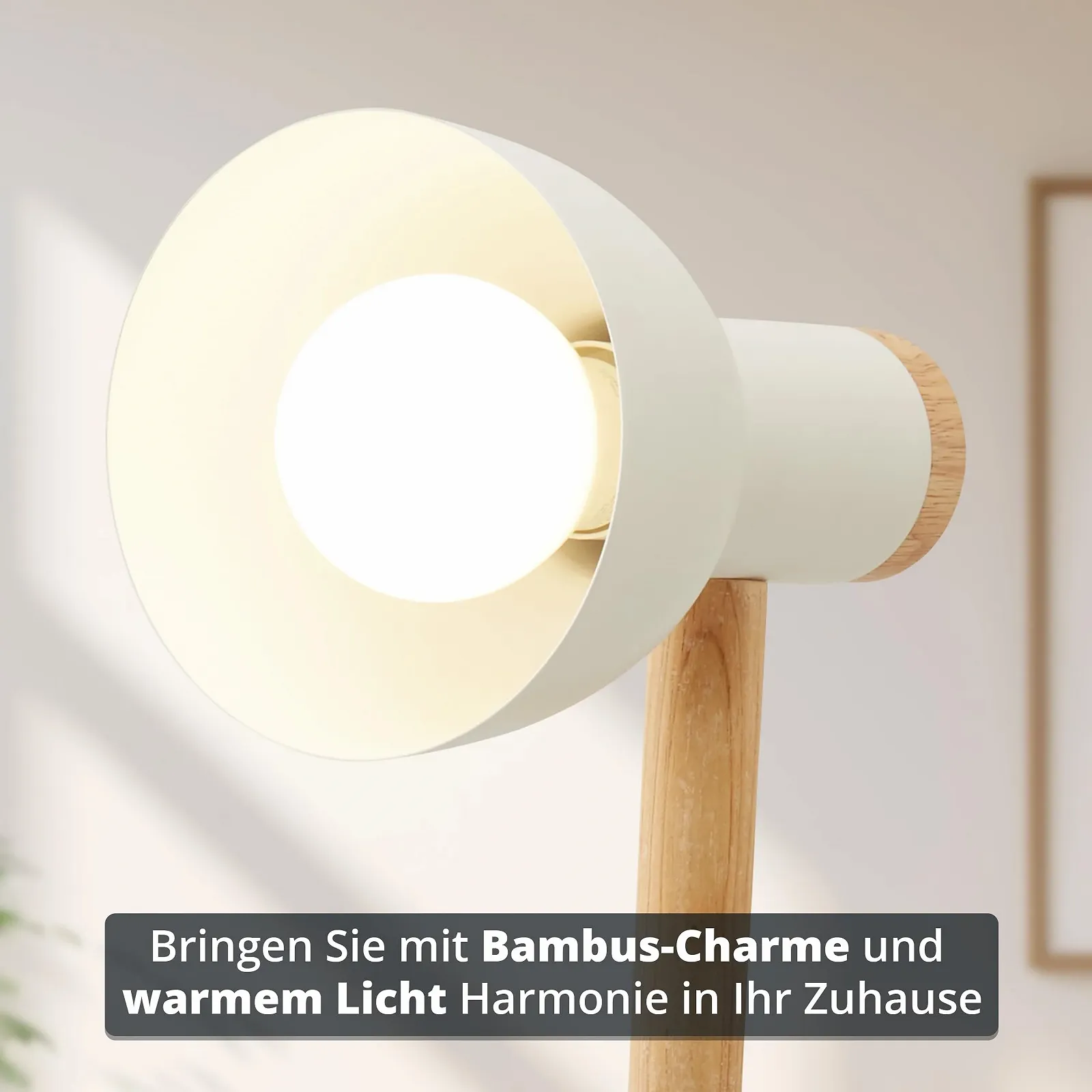 Настільна лампа KHG Бамбук Метал E27 42 см Біла, фото №5