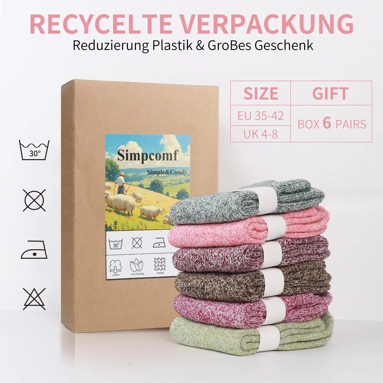 Термоноски Шерстяные носки Merino Теплые носки Женские Dike Термо Винтажные Зимние носки Вязаные носки Рождественские носки для женщин, фото №2