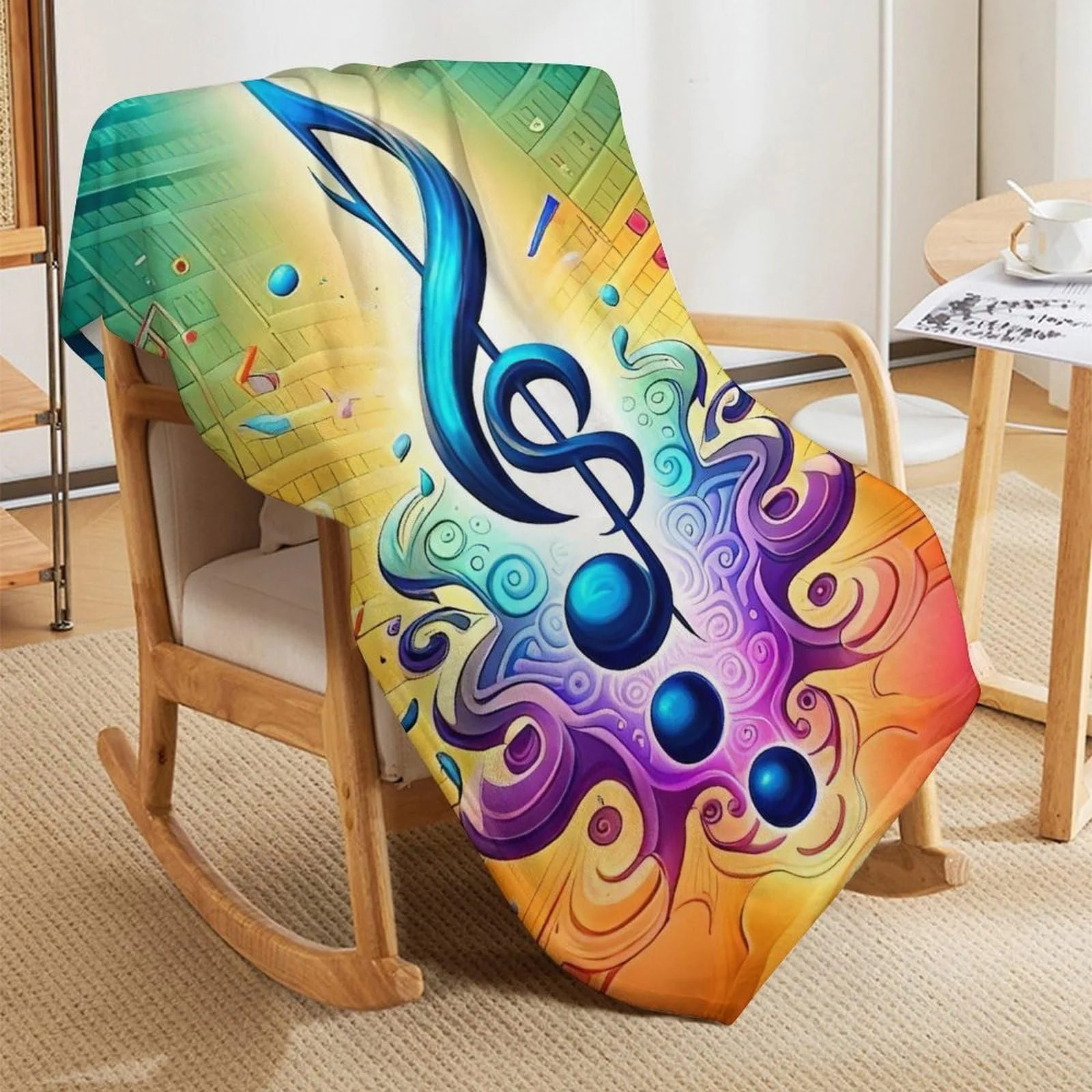 Покривало Флісова М'яка Тепла Музичні Ноти 100 x 130 см, фото №7