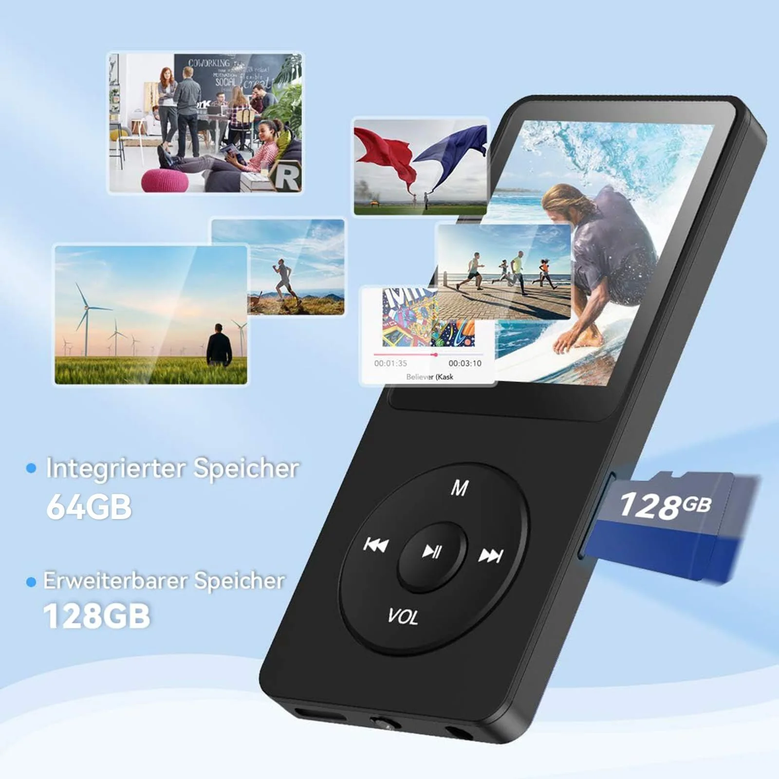 MP3 плеер AGPTEK Classic 64GB Черный, фото №2