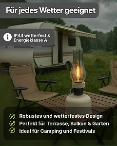 Настільна лампа SCHWAIGER Retro LED Petroleum Look Wireless 2 x 2000 мАг Dimmer Бежева synthetic.ua - Фото 1