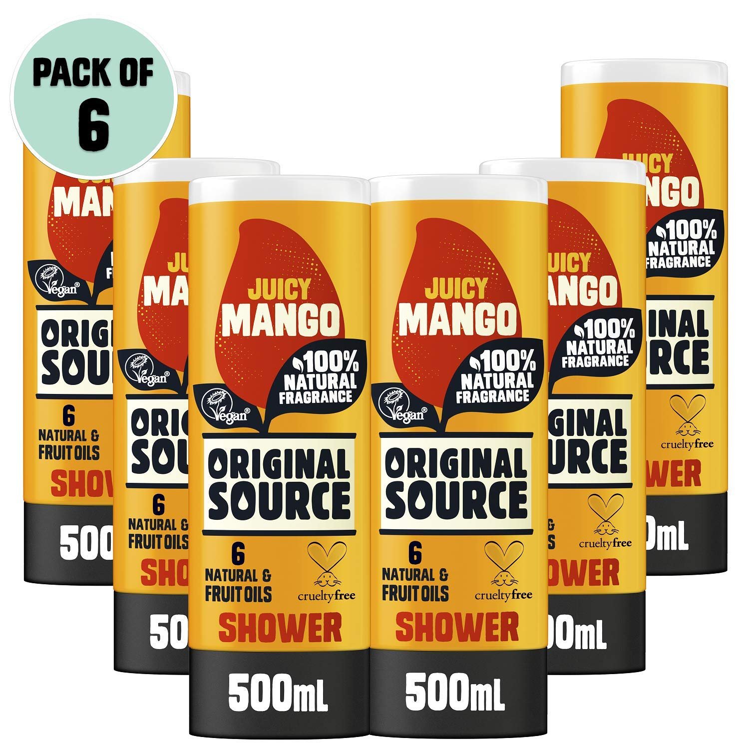 Гель для душа Original Source Mango 100% Natural Fragrance Vegan & Paraben Free 6 x 500 мл, фото №1