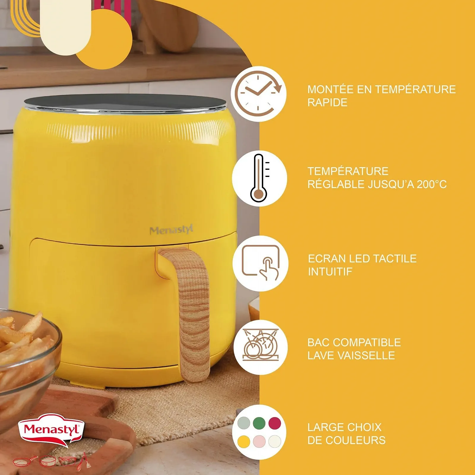 Мультипечь MENASTYL Colorama 6025003 4.5 л 8 программ Шафрановая, фото №3 Мультипечь MENASTYL Colorama 6025003 4.5 л 8 программ Шафрановая, фото №3