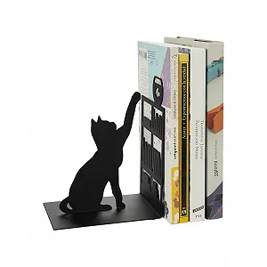 Тримач для книг Balvi Fishing Cat Чорний Колір Тримач для книг з декоративною фігуркою Кота та акваріумом - Фото 1