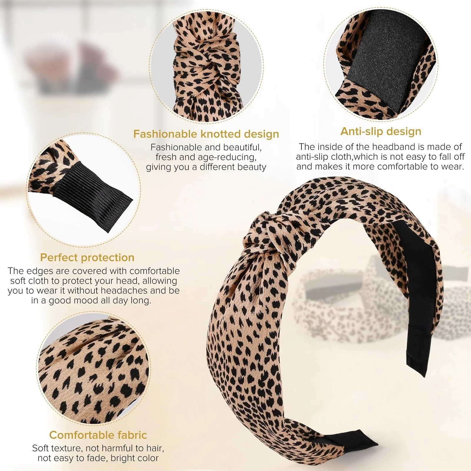 Обруч на голову TELAIN з центральним вузлом, набір з 5 штук, фото №3