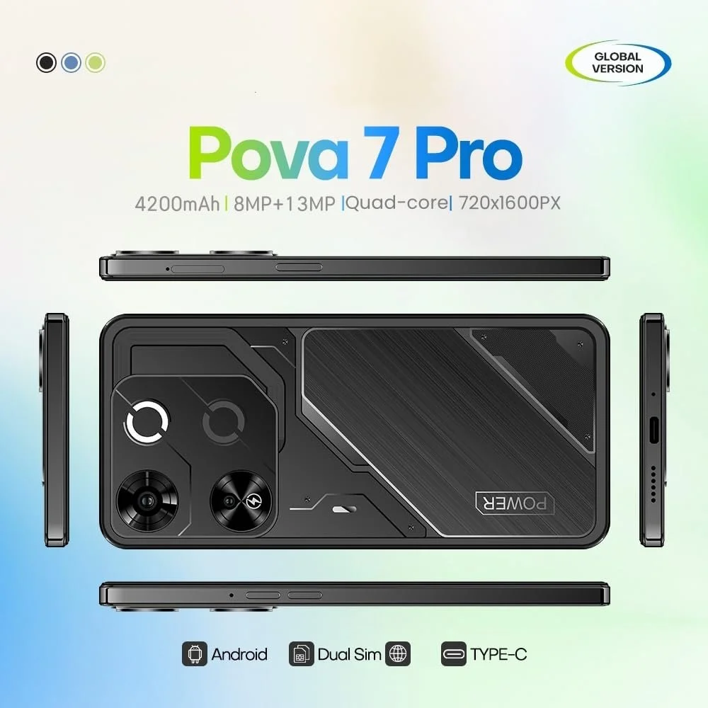 Смартфон JoyHandy Pova7Pro 4G 6.6 дюйма HD 32 GB Android 12.0 5000 mAh Face ID Dual SIM Черный, фото №2