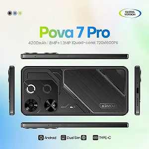 Смартфон JoyHandy Pova7Pro 4G 6.6 дюйма HD 32 GB Android 12.0 5000 mAh Face ID Dual SIM Черный synthetic.ua - Фото 1