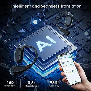 Навушники-перекладачі AI з підтримкою 150 мов, тривалим часом роботи акумулятора, Bluetooth 5.4 та 6 режимами для безперебійної комунікації synthetic.ua - Фото 1