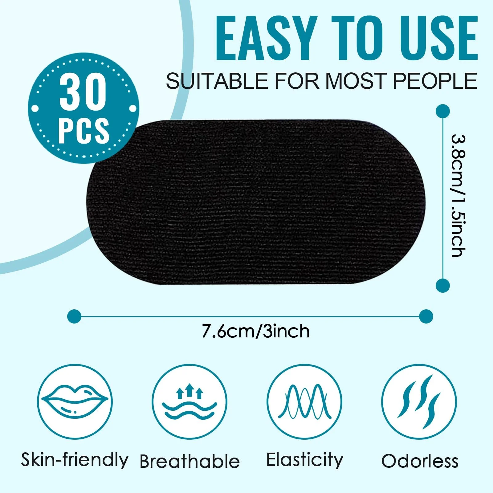 Смужки для рота для сну (30 шт. в упаковці), Засіб від хропіння, Покращує сон і дихання, фото №2