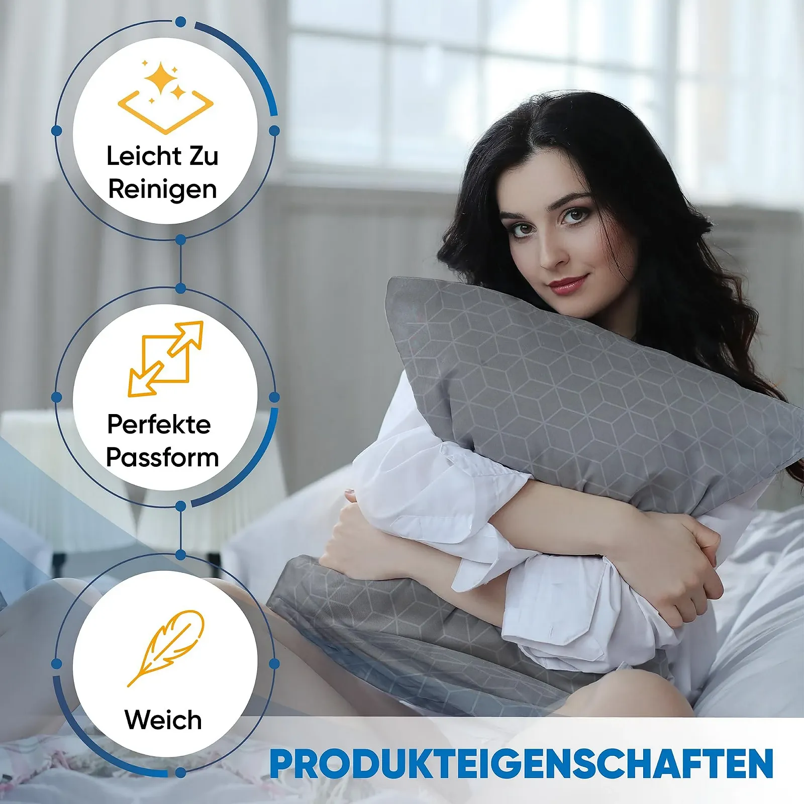 Комплект постільної білизни MALIKA з тисненим принтом 135 x 200 см 4 предмети ÖkoTex для алергіків 2 підковдри 135 x 200 см та 2 наволочки 80 x 80 см, фото №4