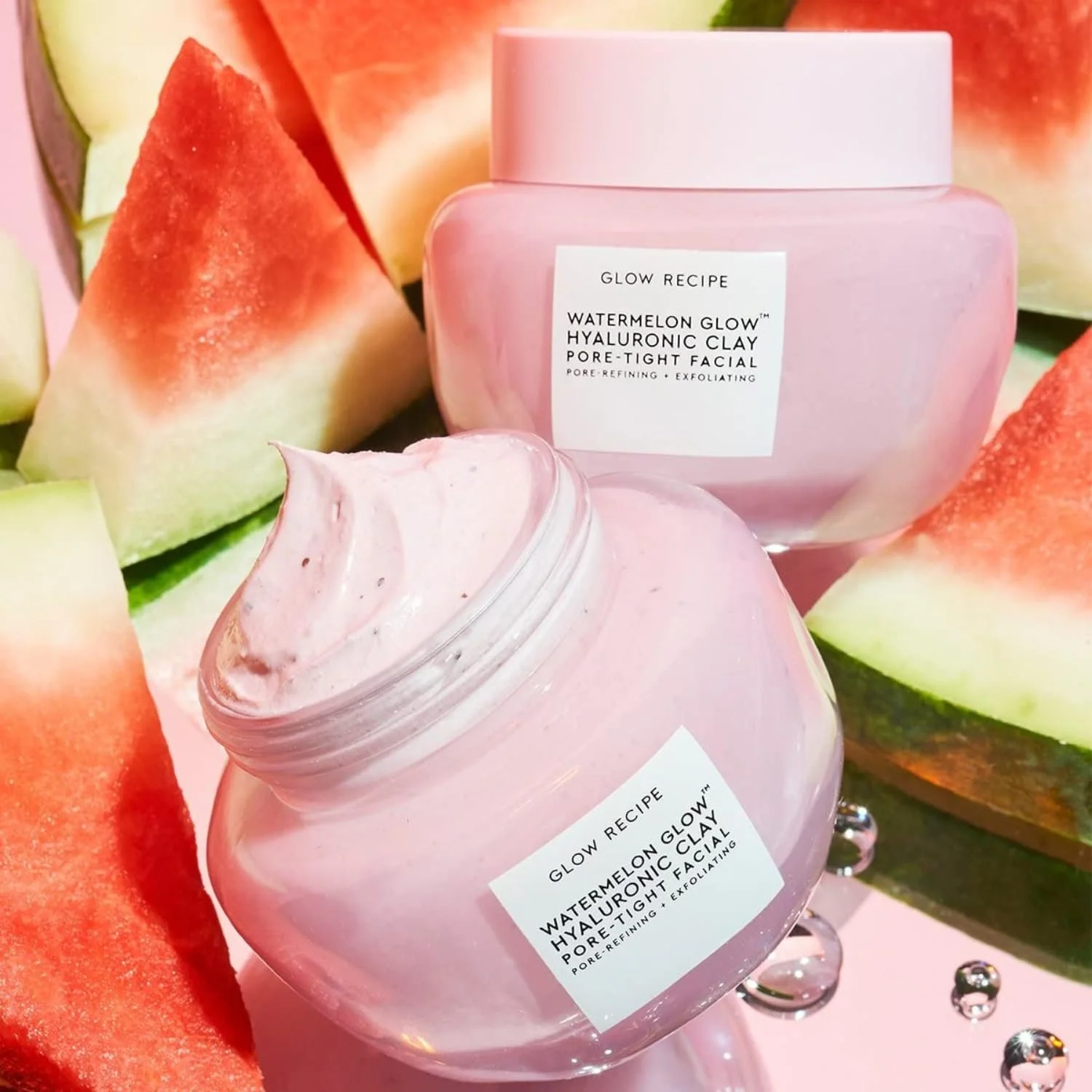 Маска для лица Glow Recipe Watermelon Glow Hyaluronic Clay Pore Tight Face - Нежная отшелушивающая глиняная маска с гиалуроновой кислотой - Помогает минимизировать вид пор, выравнивает тон + увлажняет (60 мл), фото №4