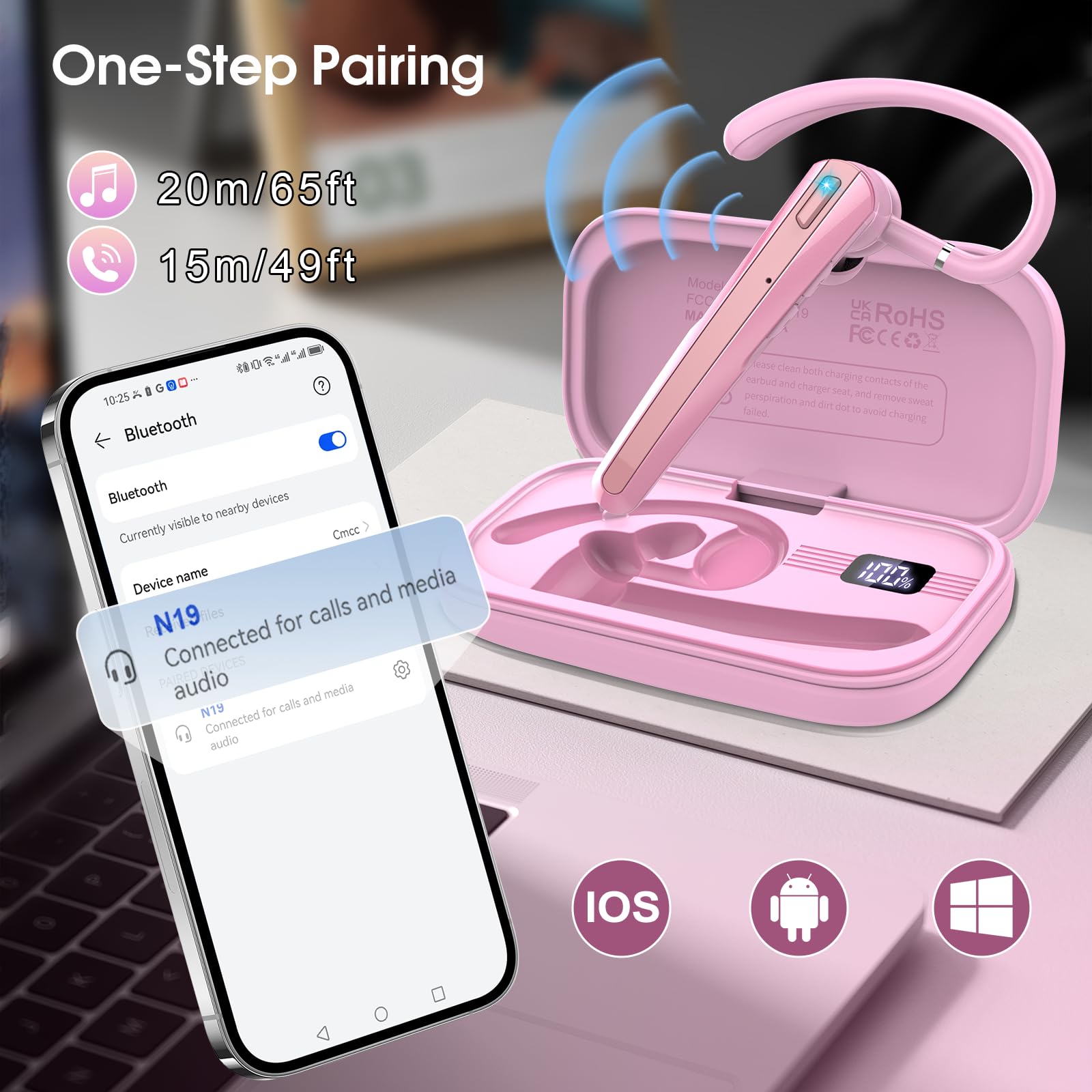 Навушники SKIUDCT Auriculares Manos Libres Bluetooth 5.3 ENC 120H Pink, фото №7