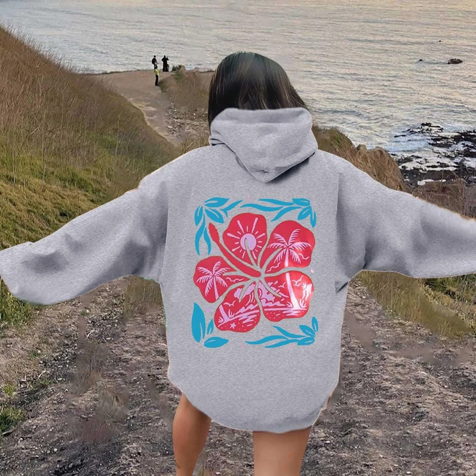 Женский Худи Пуловер Сердце Унисекс Мода Ретро Свободный Цветной Пэчворк Футболка с Карманом Плюс Размер Спортивный Стиль Хэллоуин Спортивная Куртка для Улицы для Женщин, фото №3