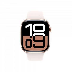 Смарт-годинник Apple Series 10 (GPS 46мм) Рожеве Золото Алюмінієвий Корпус Блідо-рожевий Спортивний Ремінець synthetic.ua - Фото 1