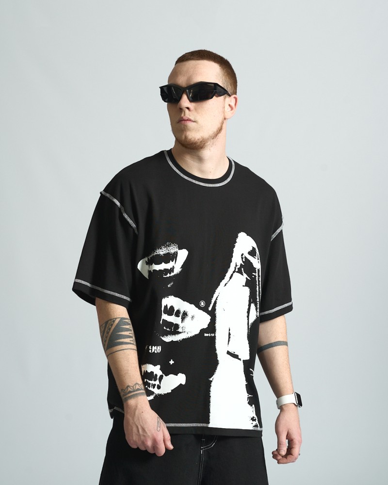 Футболка оверсайз Ogonpushka Chix чорна, фото №4