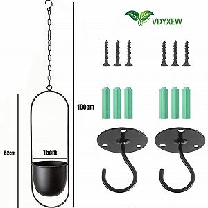 Підвісні металеві горщики Bolo Набір з 2 шт З ланцюгом Чорний synthetic.ua - Фото 1