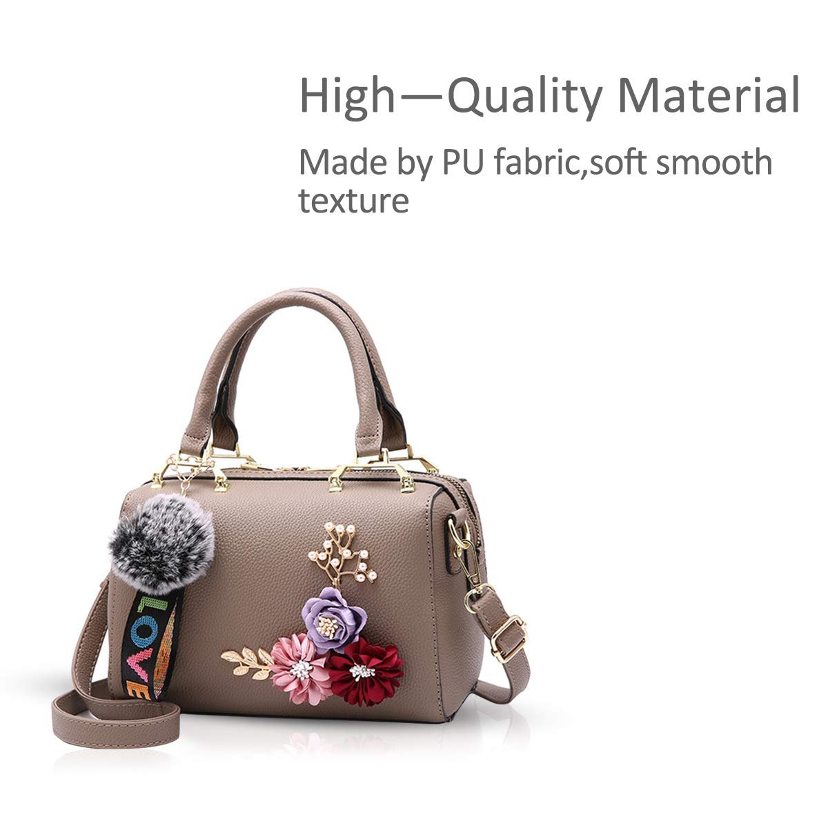 NICOLE & DORIS Сумка жіноча маленька з квітковим візерунком та підвіскою помпоном, фото №3