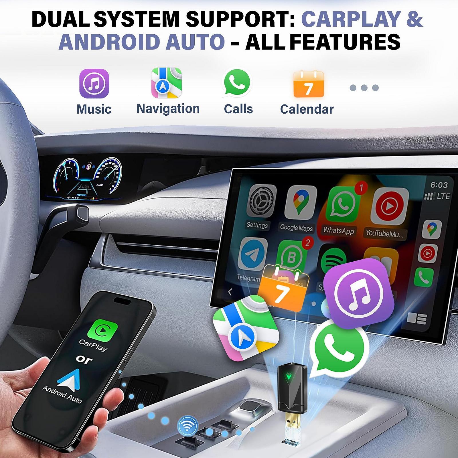 Адаптер ZOUHOE Carplay Wireless - Android Car Wireless Adapter, 5.8GHz WiFi, Plug & Play, Mini & Stable, iOS 10+/Android 10+, для автомобилей с 2016 года (1 шт. в упаковке), фото №5