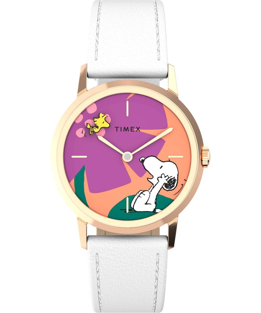 Женские аналоговые часы с ручным заводом Timex Peanuts Marlin, белые, браслет, фото №1