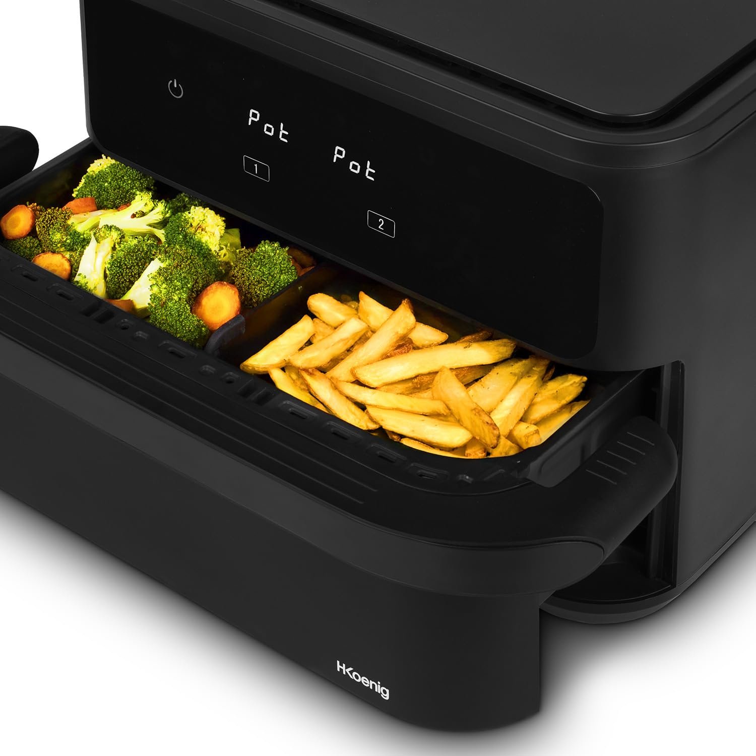 Мультипечь H.Koenig XXL FRY960-10L 10 л (5 л + 5 л) 8 программ 2400 Вт Чёрная, фото №7