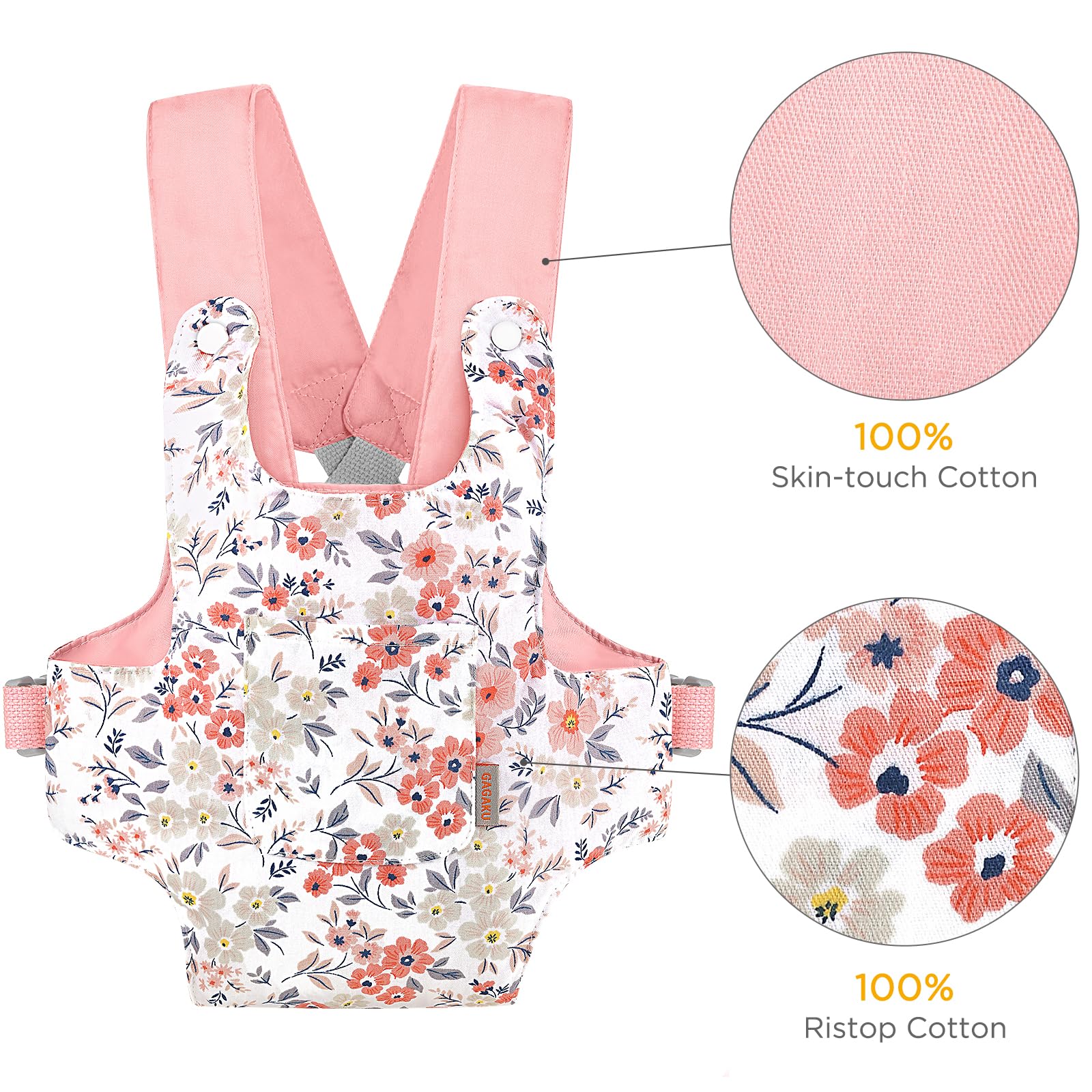 Слинг для куклы GAGAKU 100% хлопок Розовые восковые цветы, фото №6