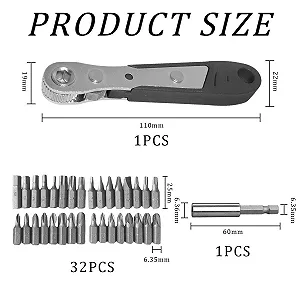 Набір спеціальних викруток та поворотного ключа 34 предмети 1/4" шестигранник synthetic.ua - Фото 1
