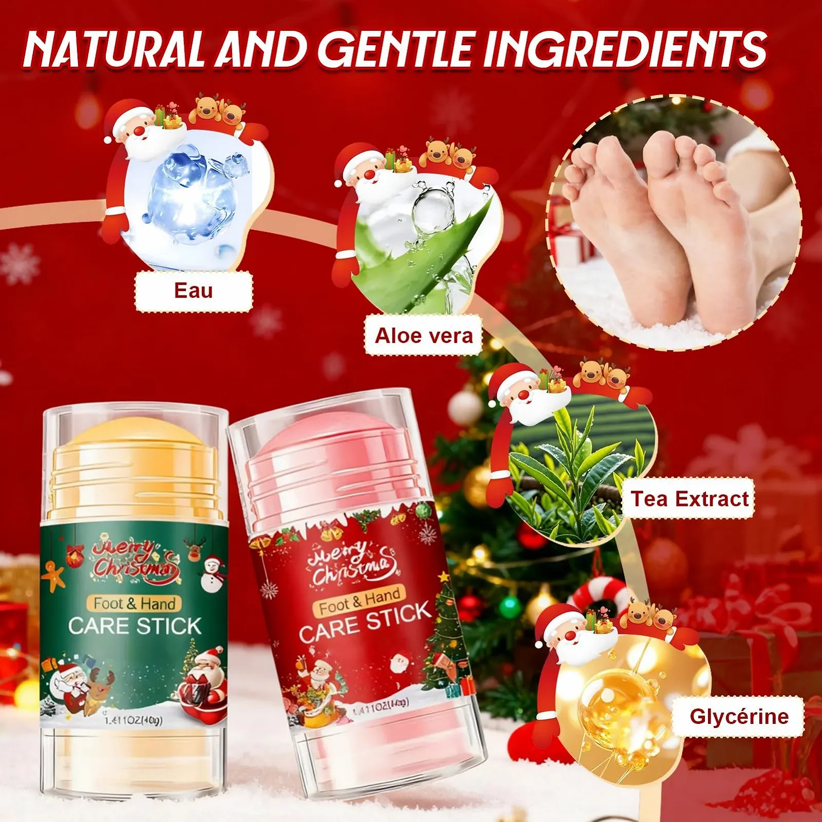 Крем для ног Christmas Foot Cream от трещин и мозолей в стике 40 г x 2 шт., фото №4