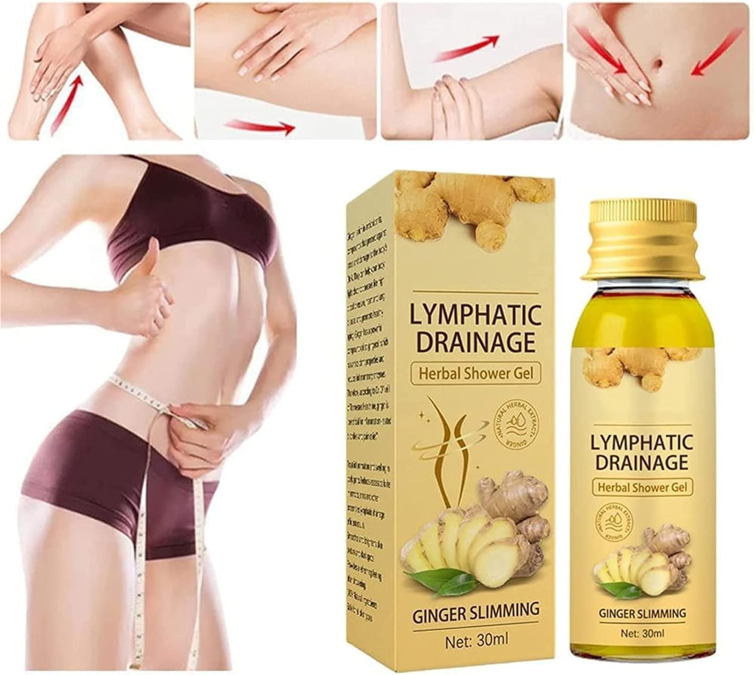 Гель для душу Ginger Lymphatic Drainage трав’яний для лімфодренажу 3 шт, фото №4