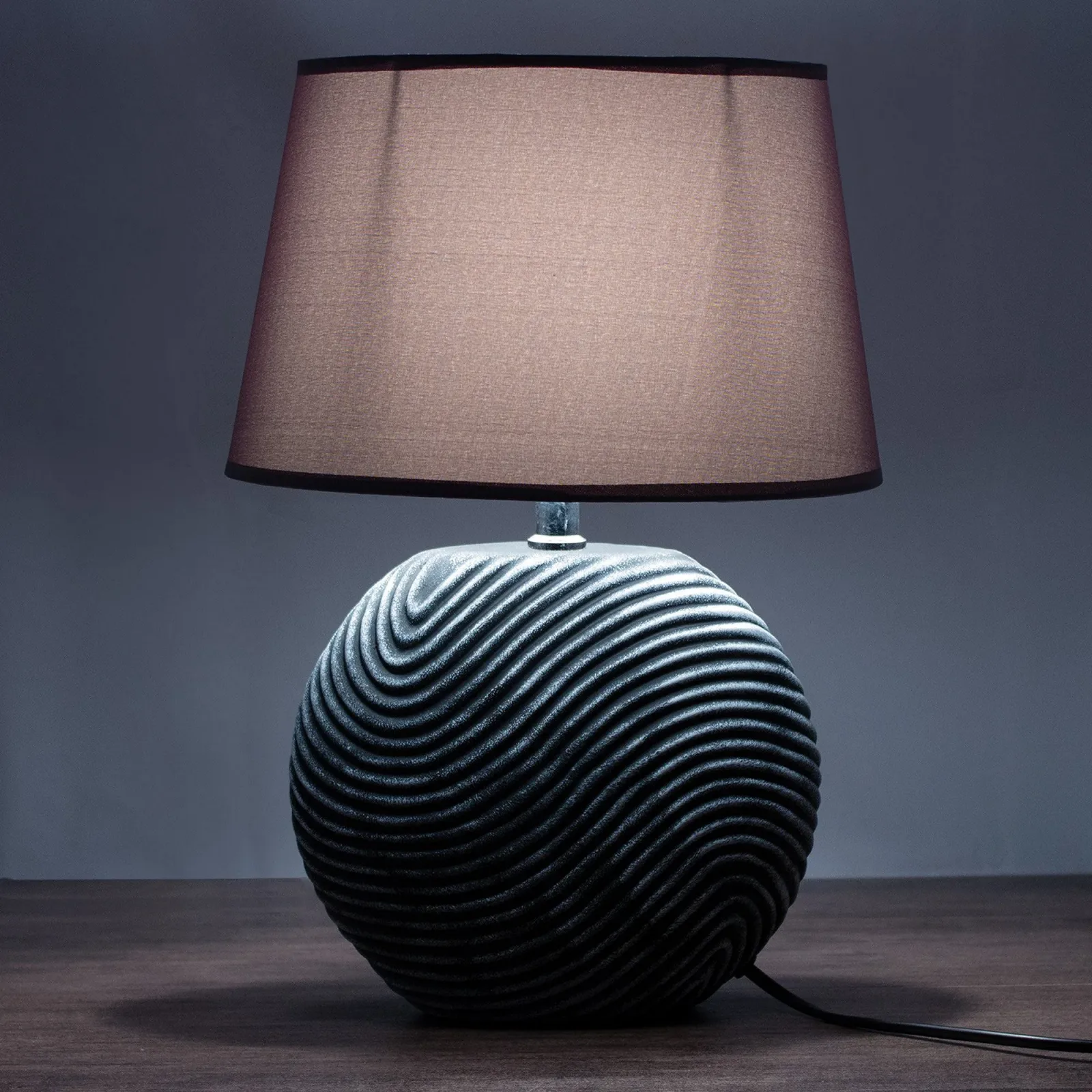 Настільні лампи Brubaker набір 2 шт керамічні антрацитово-сірі 38 см, фото №3