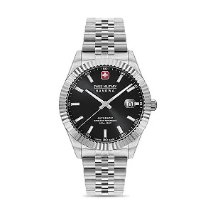 Часы Swiss Military Hanowa Automatic Diligent SMWGL0002101 Мужские, сапфировое стекло, серебристо-черный, браслет - Фото 1