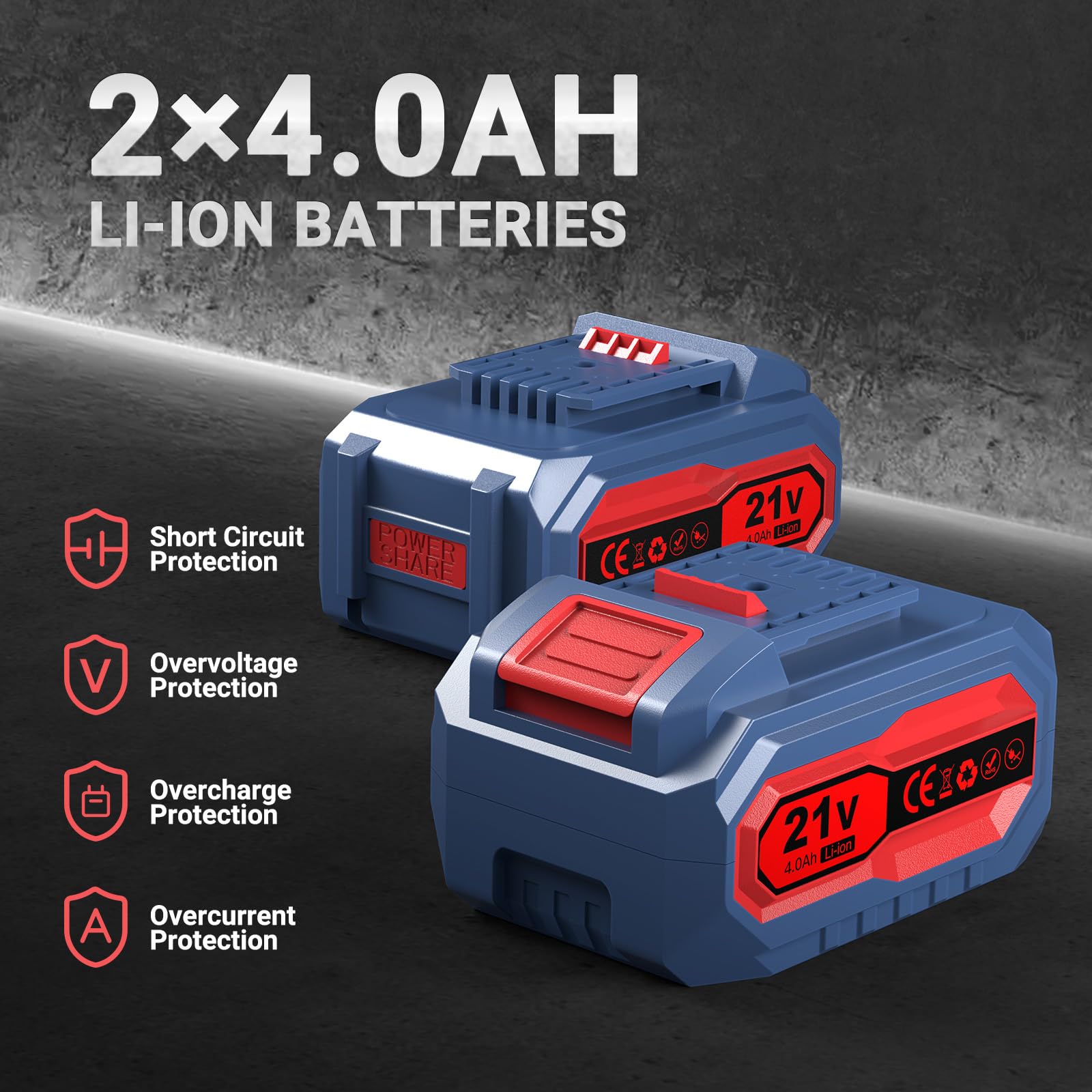 Электрическая Аккумуляторная Дрель Молоток Professional Бесщеточный Мотор SDS Plus 2.3J Антивибрационная Ручка, фото №4