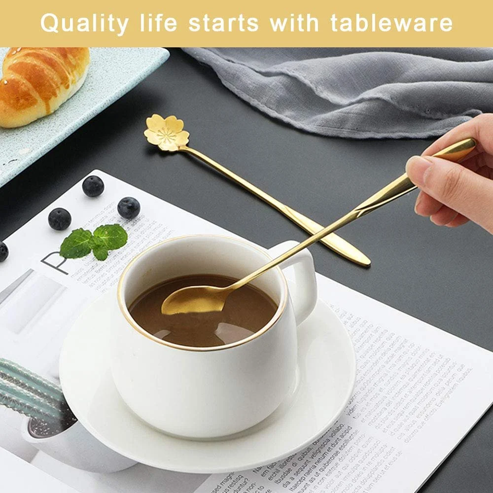 Набір з 8 кавових ложок Flowers, маленькі чайні, фото №5