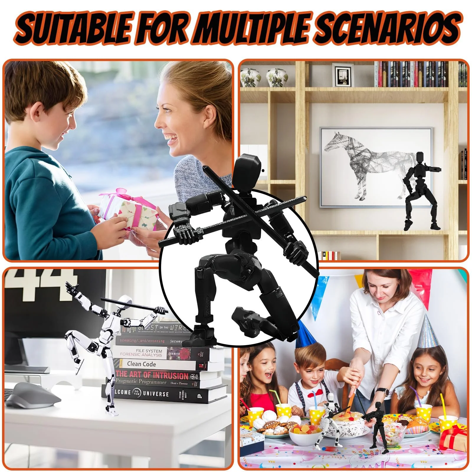 Набір фігурок ZoneYan T13 Action Figure 2 шт Чорний та Білий 3D Robot, фото №5