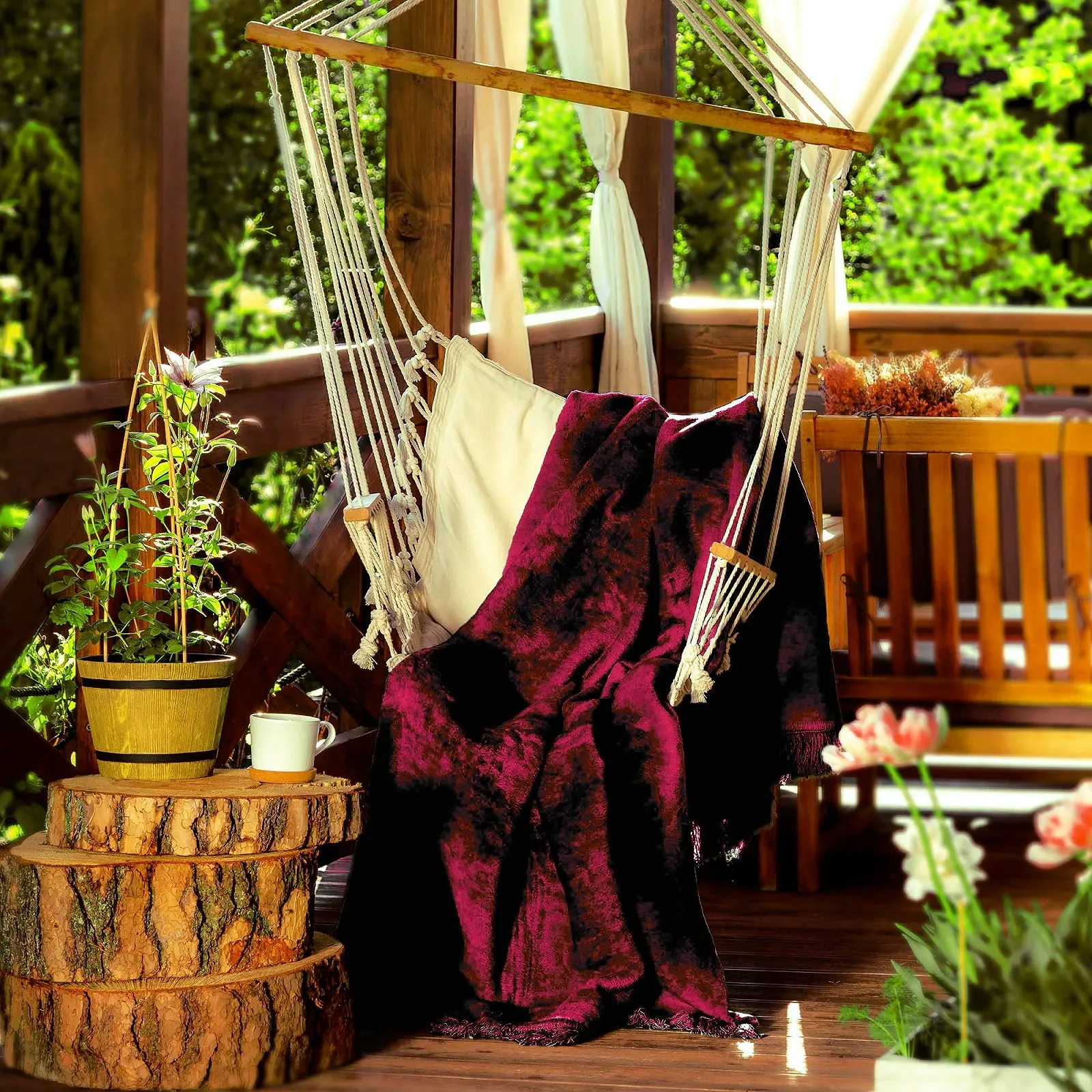 Покривало KADAX М'яке з бахромою 150 см x 200 см Червоний, фото №6