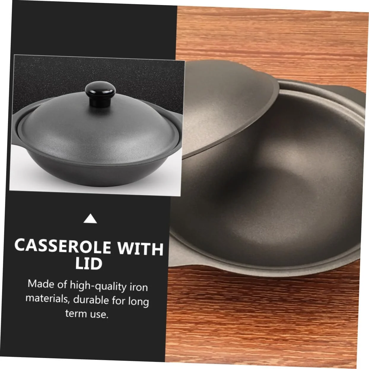 Кастрюля VALICLUD чугунная с крышкой маленькая энергосберегающая для индукционных и газовых плит, фото №8