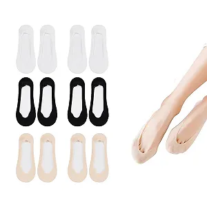 Женские носки-невидимки Без бренда 6 пар Цвета: черный, белый, телесный - Фото 1