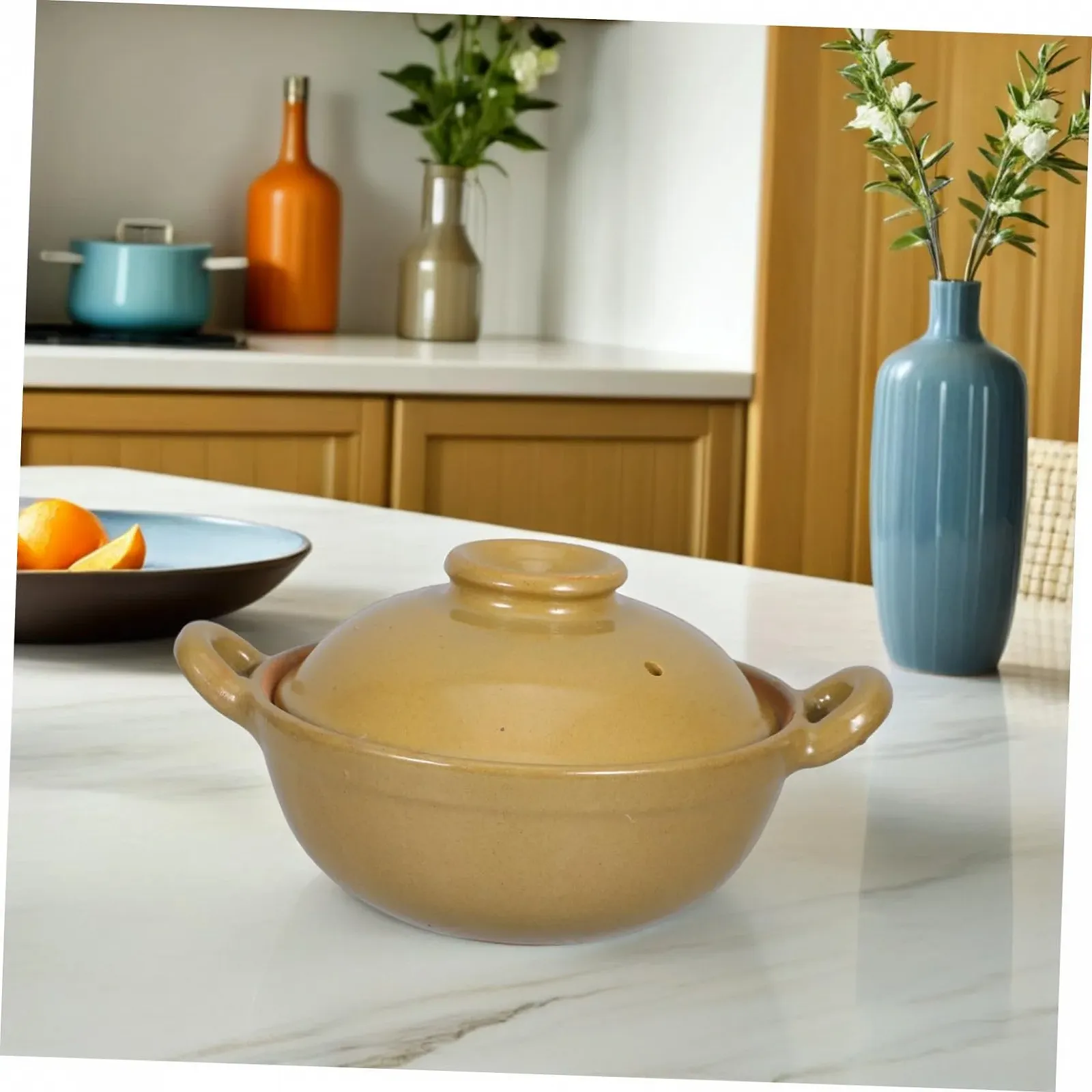 Кастрюля для тушения VALICLUD Керамическая с крышкой 500 мл Термостойкая Черная, фото №6