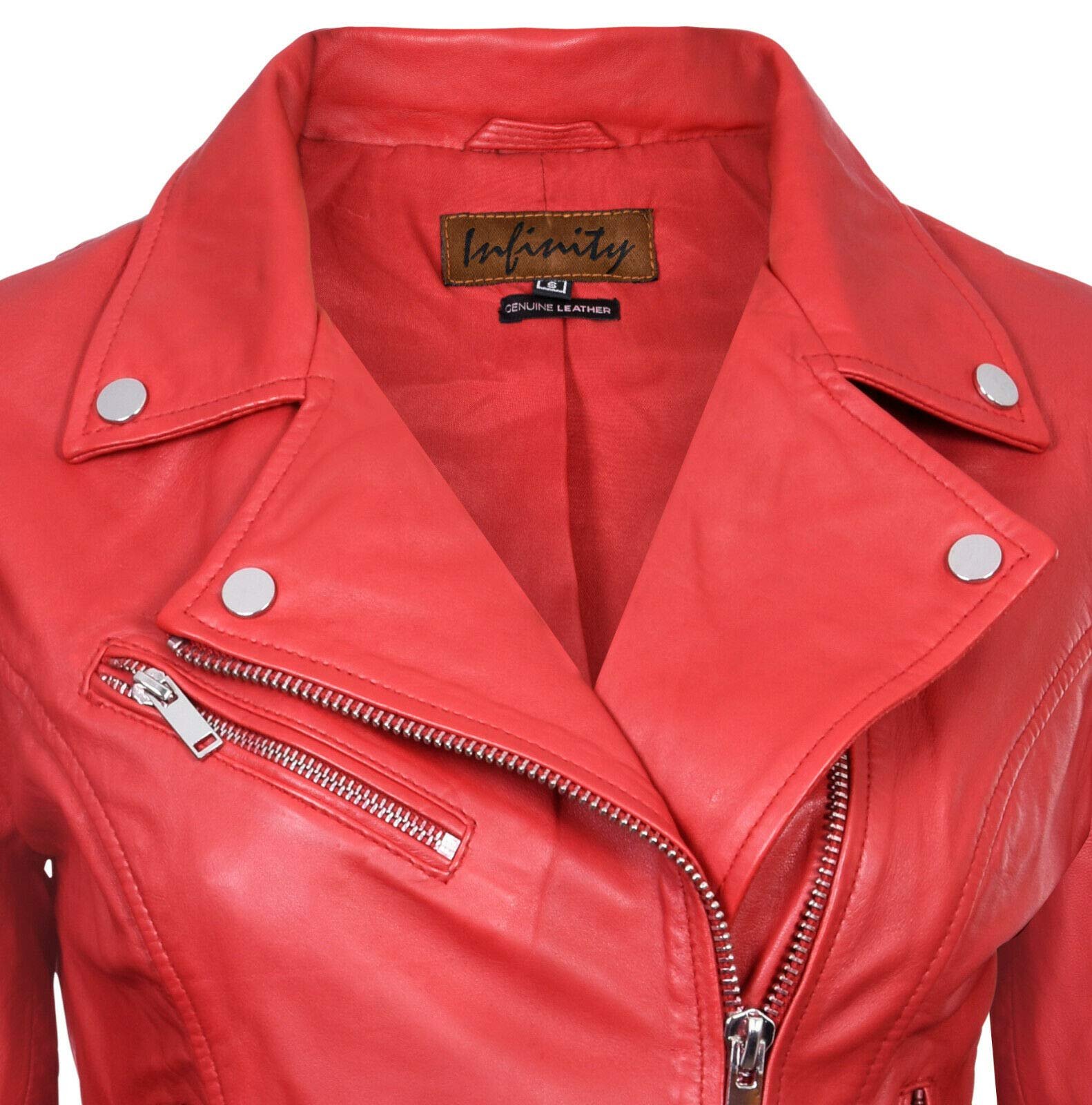 Кожаная Куртка Infinity Leather Классическая Байкерская Женская Натуральная Кожа, фото №4