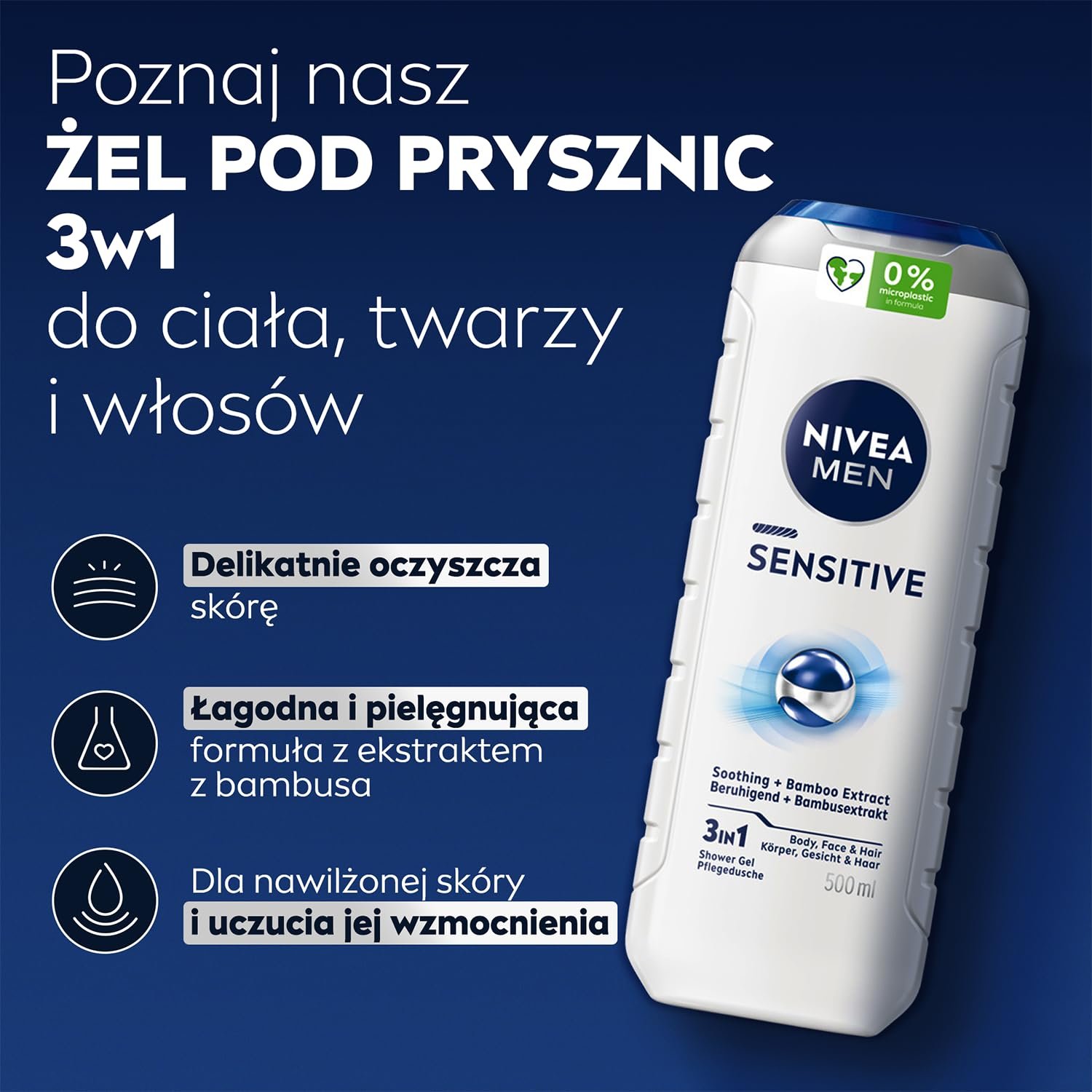 Гель для душа Nivea Men Sensitive 500 мл, фото №2