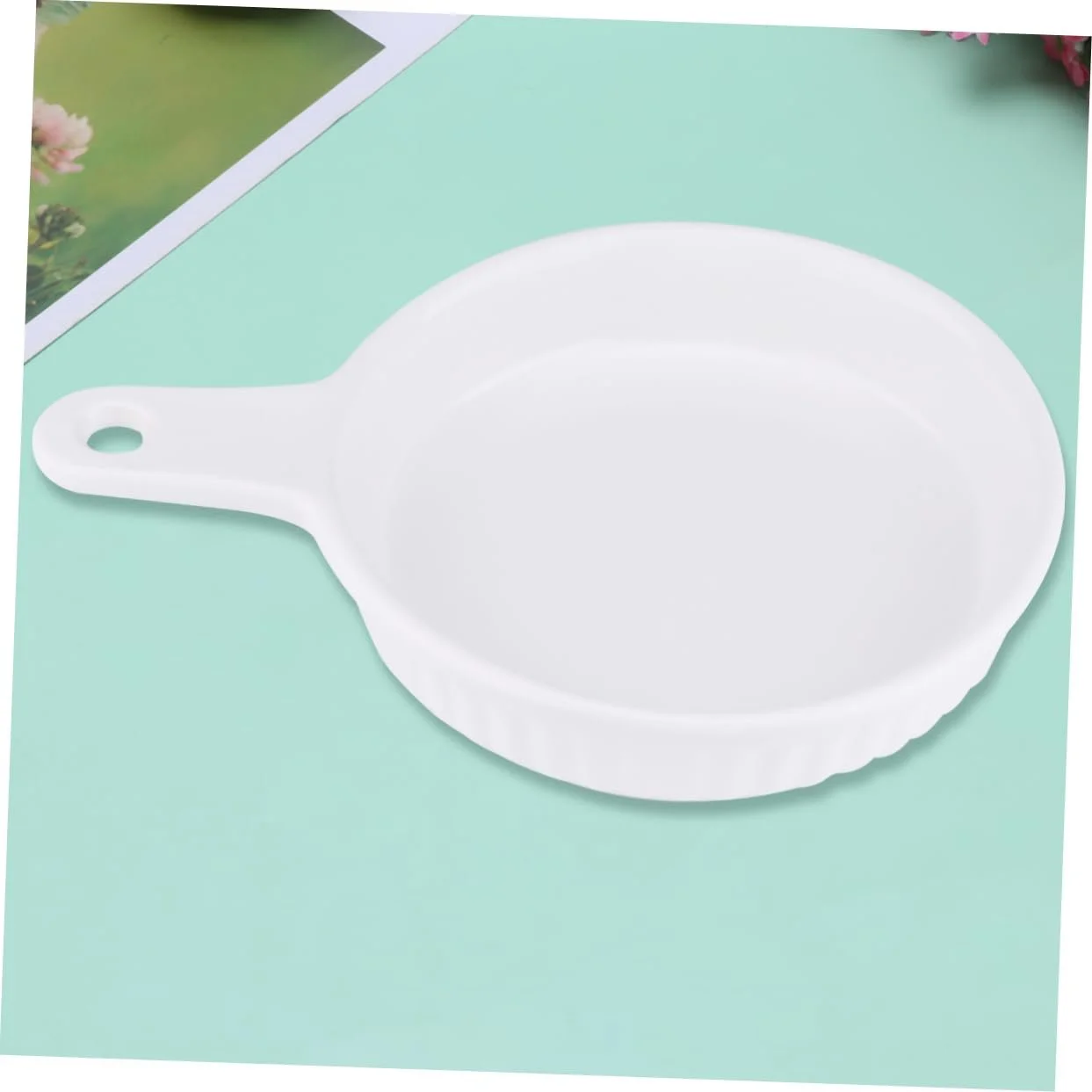 Форма для выпечки IMIKEYA Керамическая Круглая с ручкой Белая, фото №3