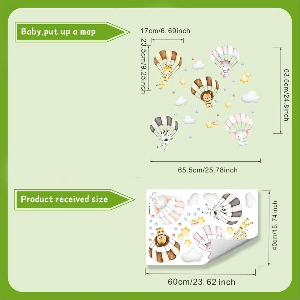 Наклейка на стену Creative Small Animal Parachute Самоклеящаяся Животные на парашюте, фото №5 Наклейка на стену Creative Small Animal Parachute Самоклеящаяся Животные на парашюте, фото №5